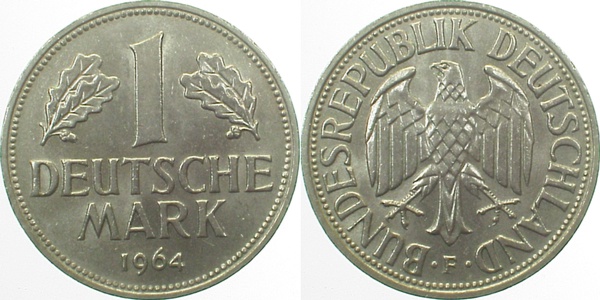 1 Deutsche Mark 1964 F bfr/stgl J385