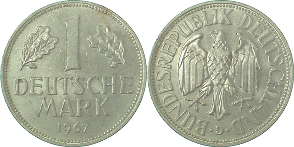 1 DM 1967 D bfr/stgl J385