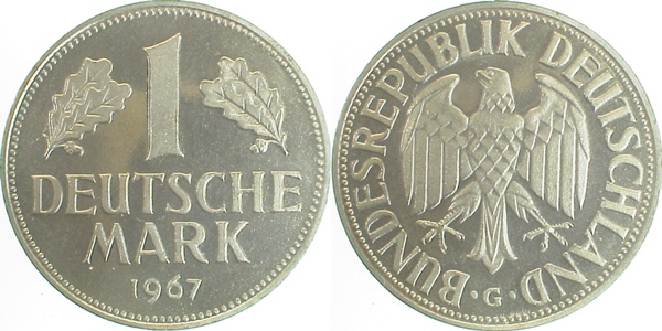 1 Deutsche Mark 1967 G PP Proof J385