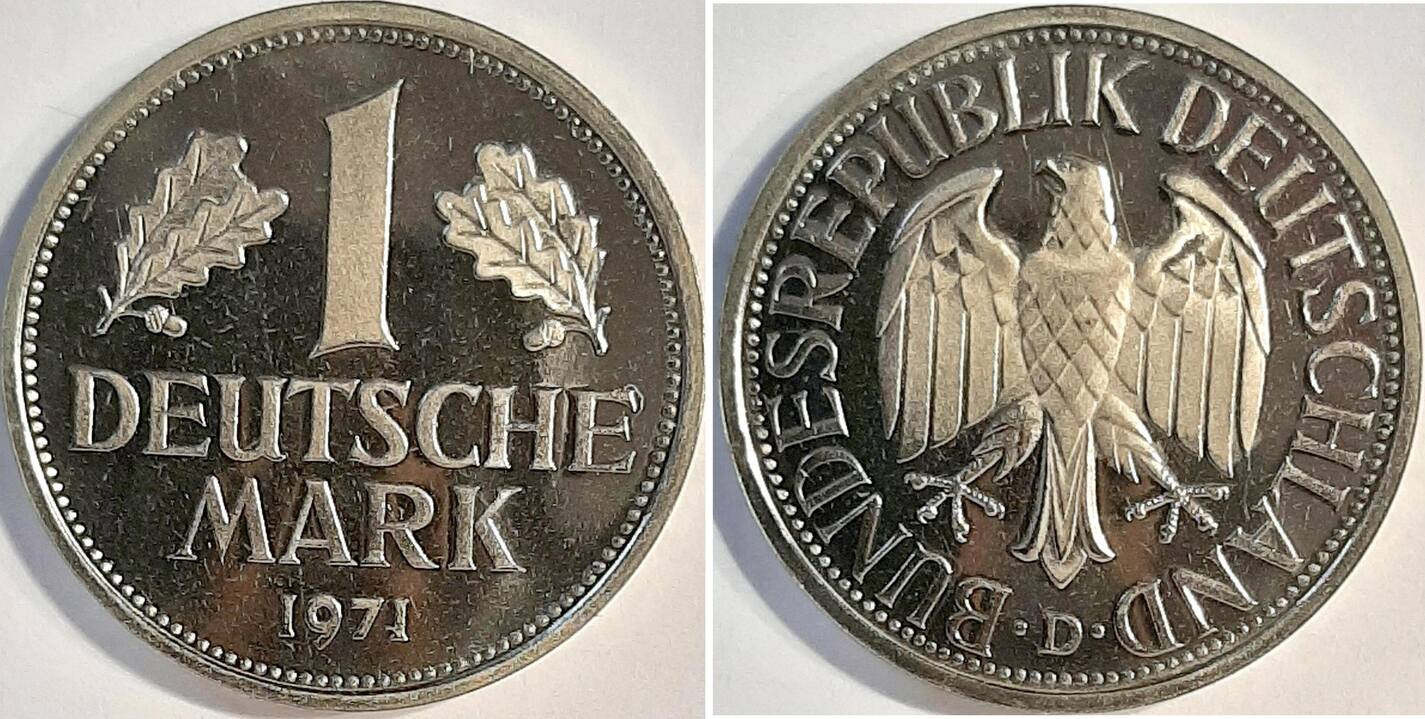 1 DM 1971 D Polierte Platte, Jaeger 385