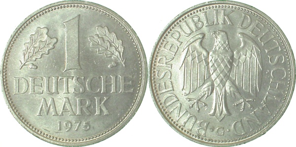 1 DM 1975 G bfr/stgl J385 bfr / stgl 1 DM