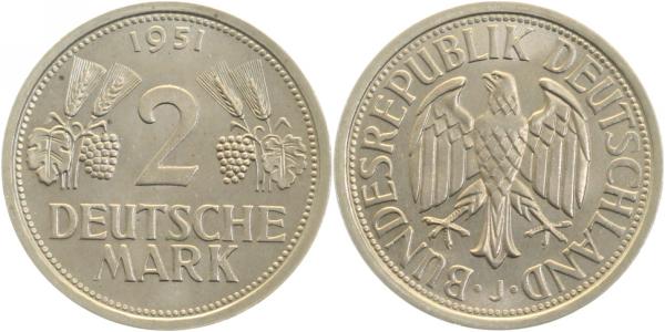 2 DM 1951 J Ähren J386 stgl