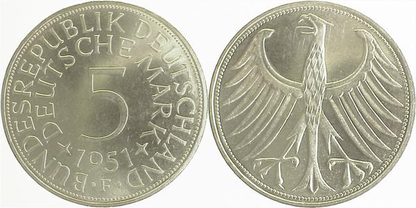 5 DM 1951 F bfr/stgl J387 J387 Silber