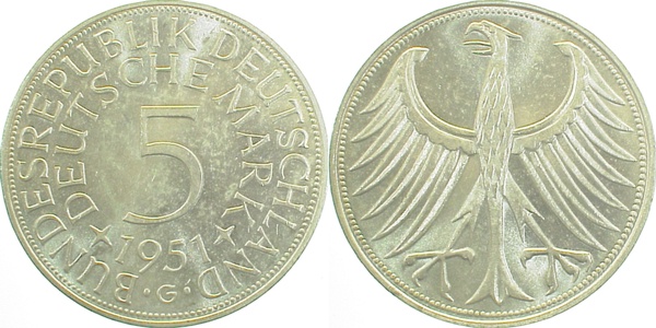 5 DM 1951 G bfr/stgl