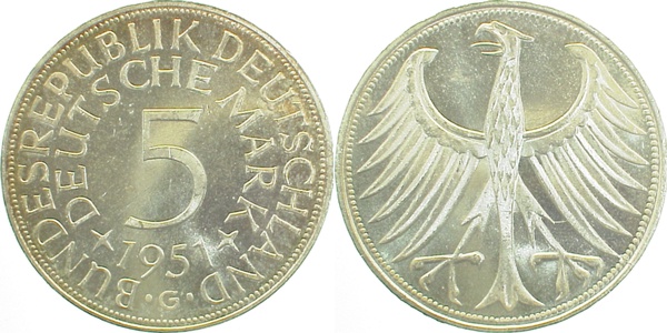 5 Mark 1951 G Doppelsenkung bfr J387