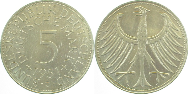 5 Deutsche Mark 1951 J vz J387