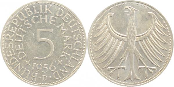 5 DM 1956 D f bfr min Rf J387 bfr 5 DM