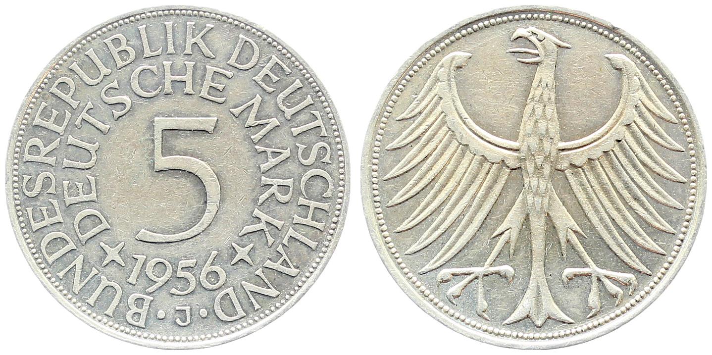 5 Deutsche Mark 1956 J f bfr J387 bfr 5 DM
