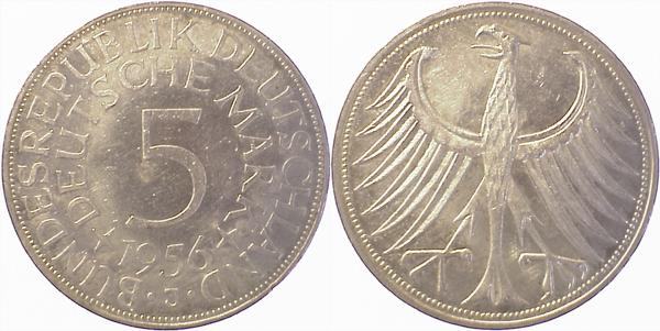 5 Deutsche Mark 1956 J vz J387 5 DM