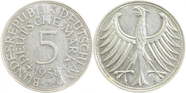 5 DM 1958 J inklusiv Expertise, ein echt gutes VZ !!