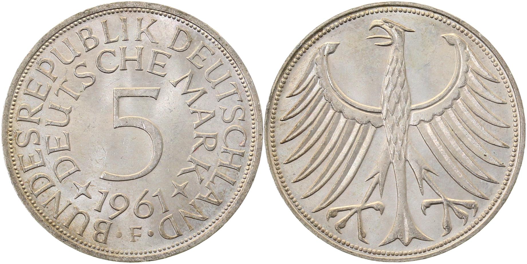 5 DM 1961 F bfr/st, selten i.d. Erhaltung J387