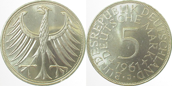 5 Mark 1961 J Erstabschlag bfr stgl ! J387