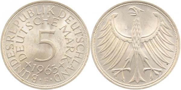 5 DM 1963 F bfr/stgl Silber J387
