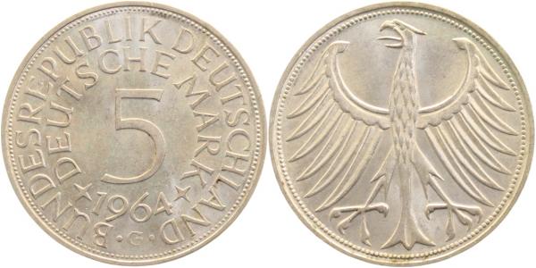 5 Deutsche Mark 1964 G vz/st J387 5 DM