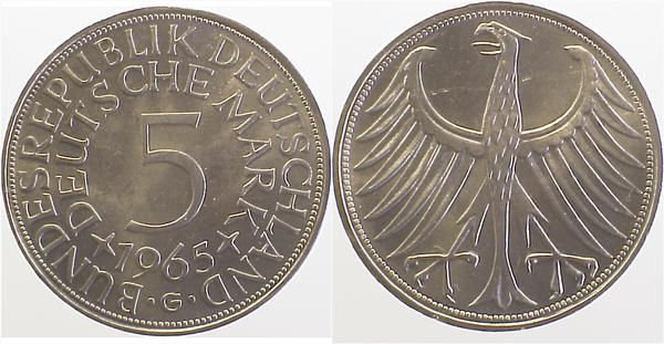 5 Deutsche Mark 1965 G bfr/st J387