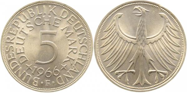 5 DM 1966 F st fein kl Schrfeh J387 5 DM