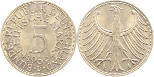 5 DM 1969 D stgl J387 stgl 5 DM