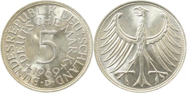 5 DM 1969 D bfr/st J387 bfr / st 5 DM