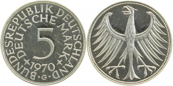 5 Deutsche Mark 1970 G PP Proof J387