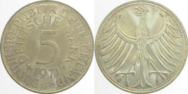5 Mark 1971 F stgl. Erstabschlag