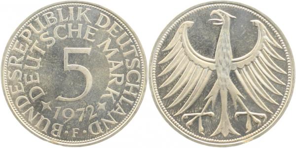 5 DM 1972 F stgl Ea J387 stgl 5 DM