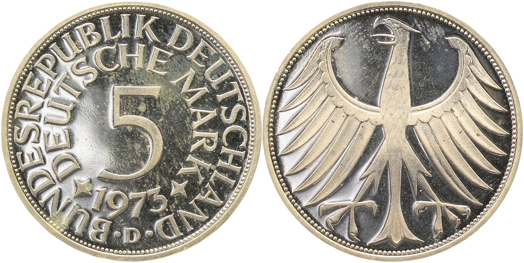 5 DM 1973 D Polierte Platte Proof J387
