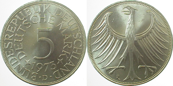 5 DM 1973 D stgl J387 stgl 5 DM