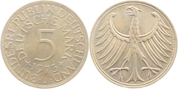 5 DM 1973 J bfr/stgl J387 bfr / stgl 5 DM
