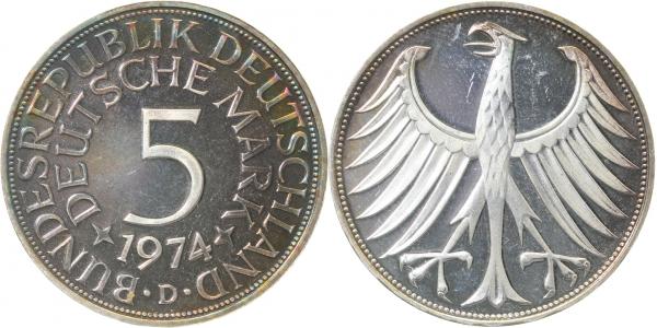 5 DM 1974 D PP Proof Patina J387