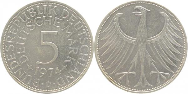 5 DM 1974 D stgl J387 stgl 5 DM