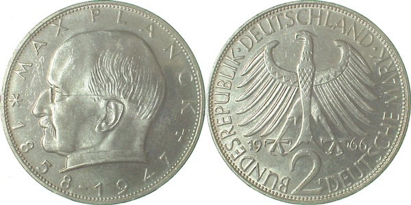 2 DM Max Planck 1966 F Erstabschlag aus PP