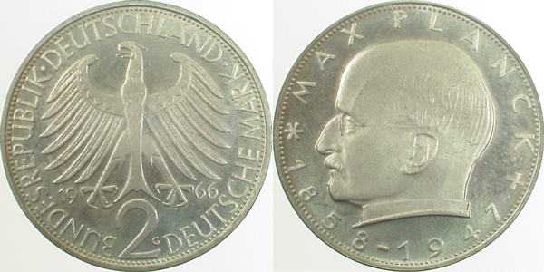 2 Mark Max Planck 1966 G J392 PP Proof
