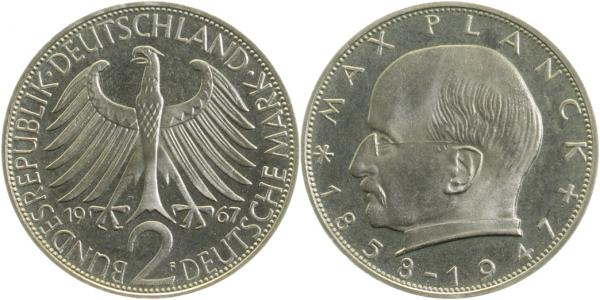 2 DM Max Planck 1967 F bfr/st Erstabschlag 392 1.1A