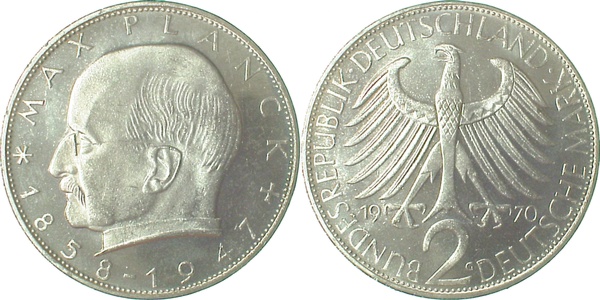 2 DM Max Planck 1970 G stgl Erstabschlag J392