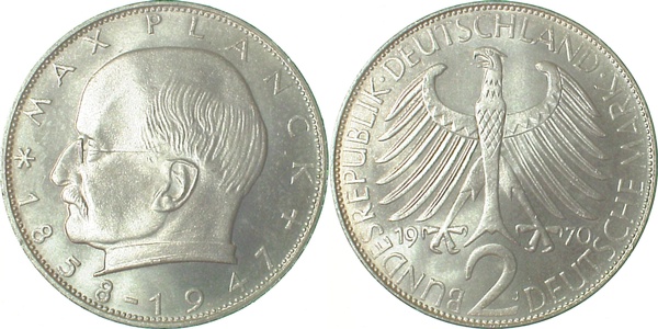 2 DM Max Planck 70J stgl Erstabschlag (Ea)! ! J392 stgl 2 DM