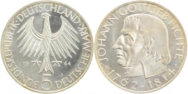 5 DM 1964 J Fichte J393 Erstabschlag