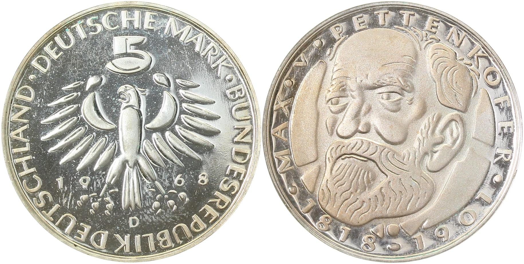 5 DM 1968 D Pettenkofer J398 PP Proof