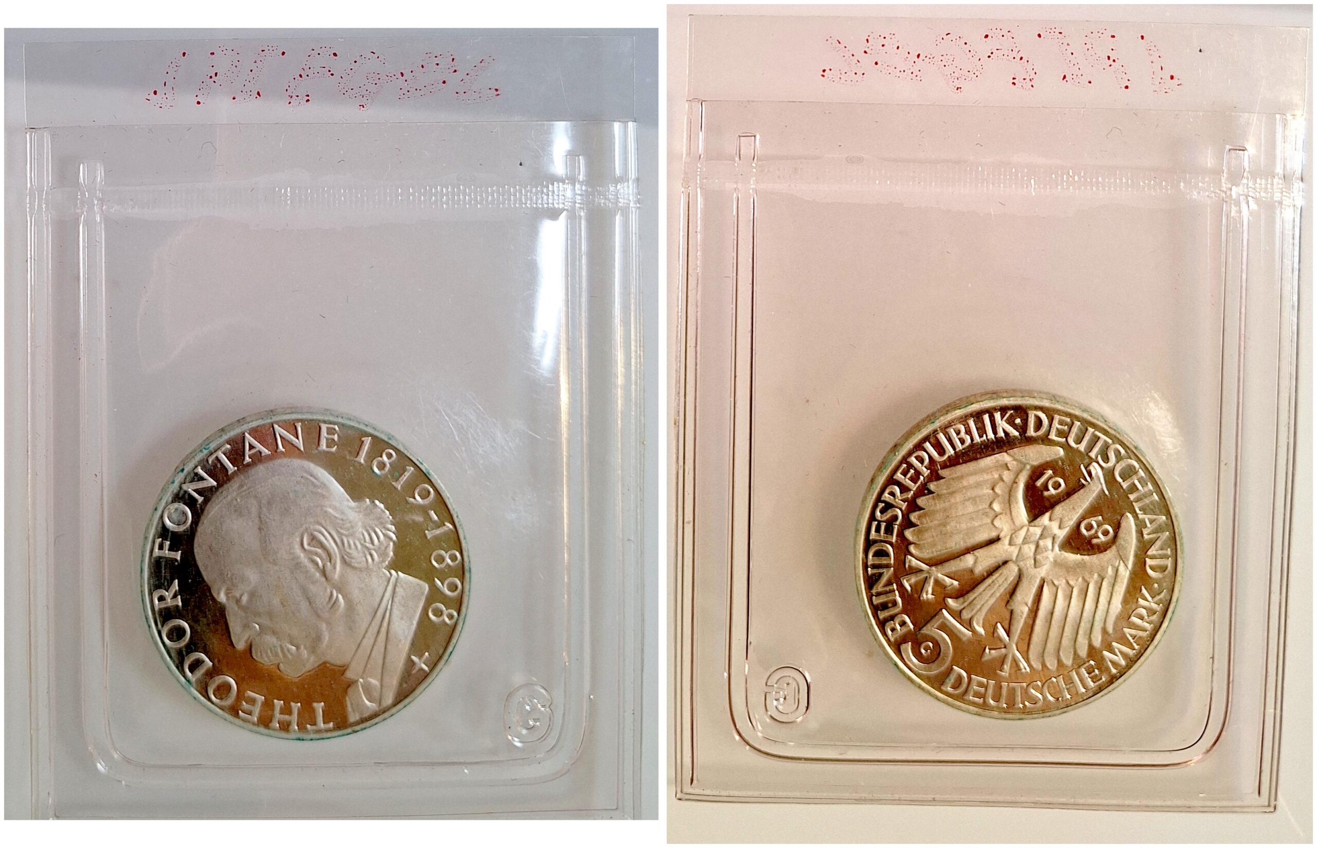 5 DM Fontane 1969 G PP Proof J399 in Folie