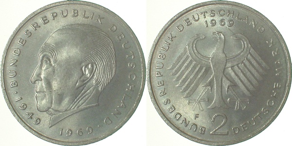 2 DM 1969 F Adenauer bfr EA!!