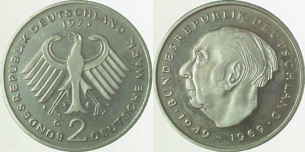 2 DM 1973 G Heuss Pp J407 Pp 2 DM
