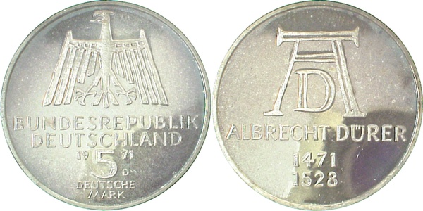 5 DM Dürer 1971 D PP-