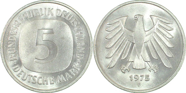 5 DM 1975 F stgl J415 stgl 5 DM