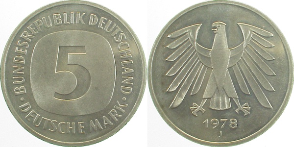 5 DM 1978 J Stgl. Erstabschlag J415