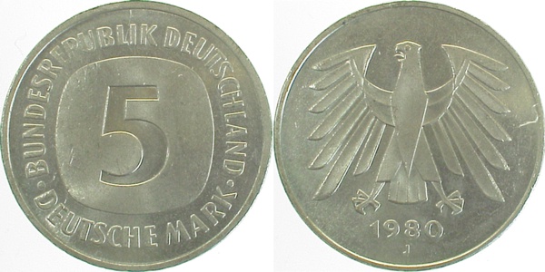 5 DM 1980 J bfr J415 bfr 5 DM