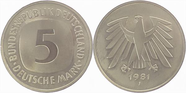 5 DM 1981 J stgl Ea J415 stgl 5 DM