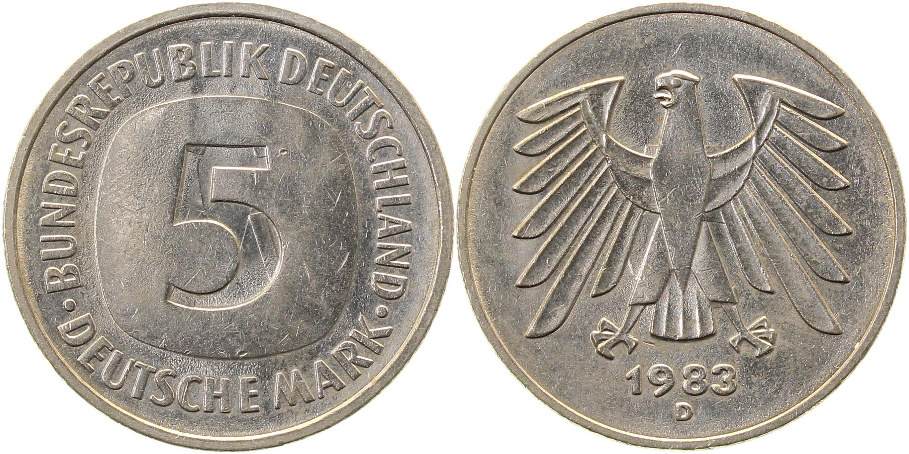 5 DM 83D stark Lichtenrader Prägung ägung Vz J415 Vz 5 DM