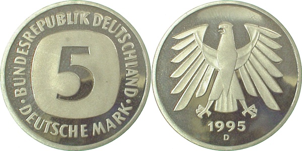 5 DM 1995 D PP Proof J415
