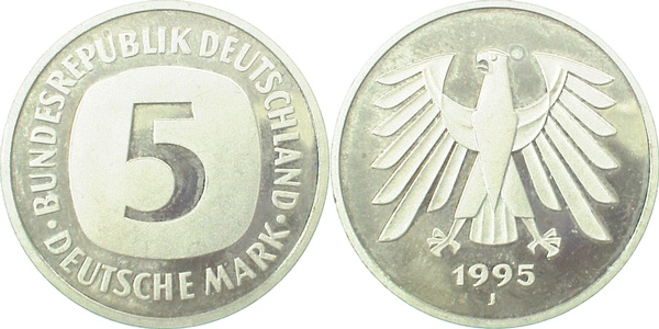 5 DM 1995 J PP Proof J415 selten