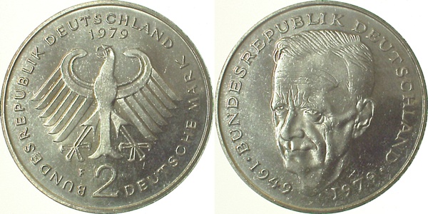 2 DM 1979 F Schum bfr Erstabschlag (Ea)! ! J424 bfr 2 DM