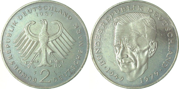 2 DM 1987 F Schum stgl J424 stgl 2 DM